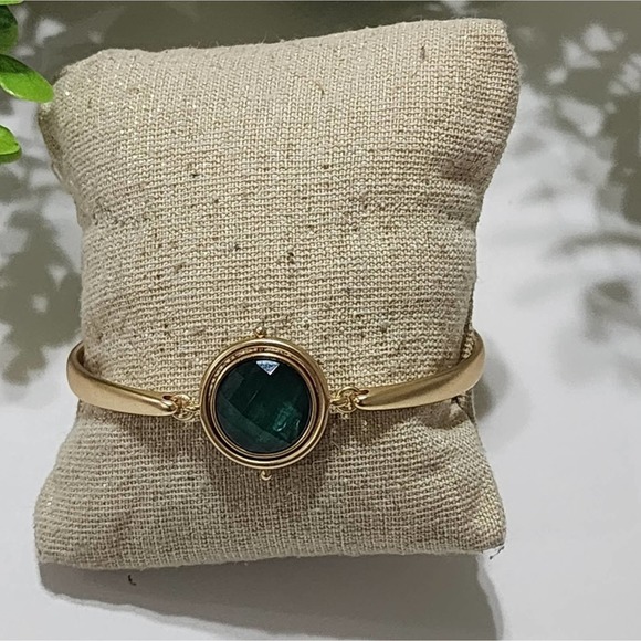 Lucky brand reversible teal and white circle brushed gold tone bracelet new!!! - Picture 5 of 5